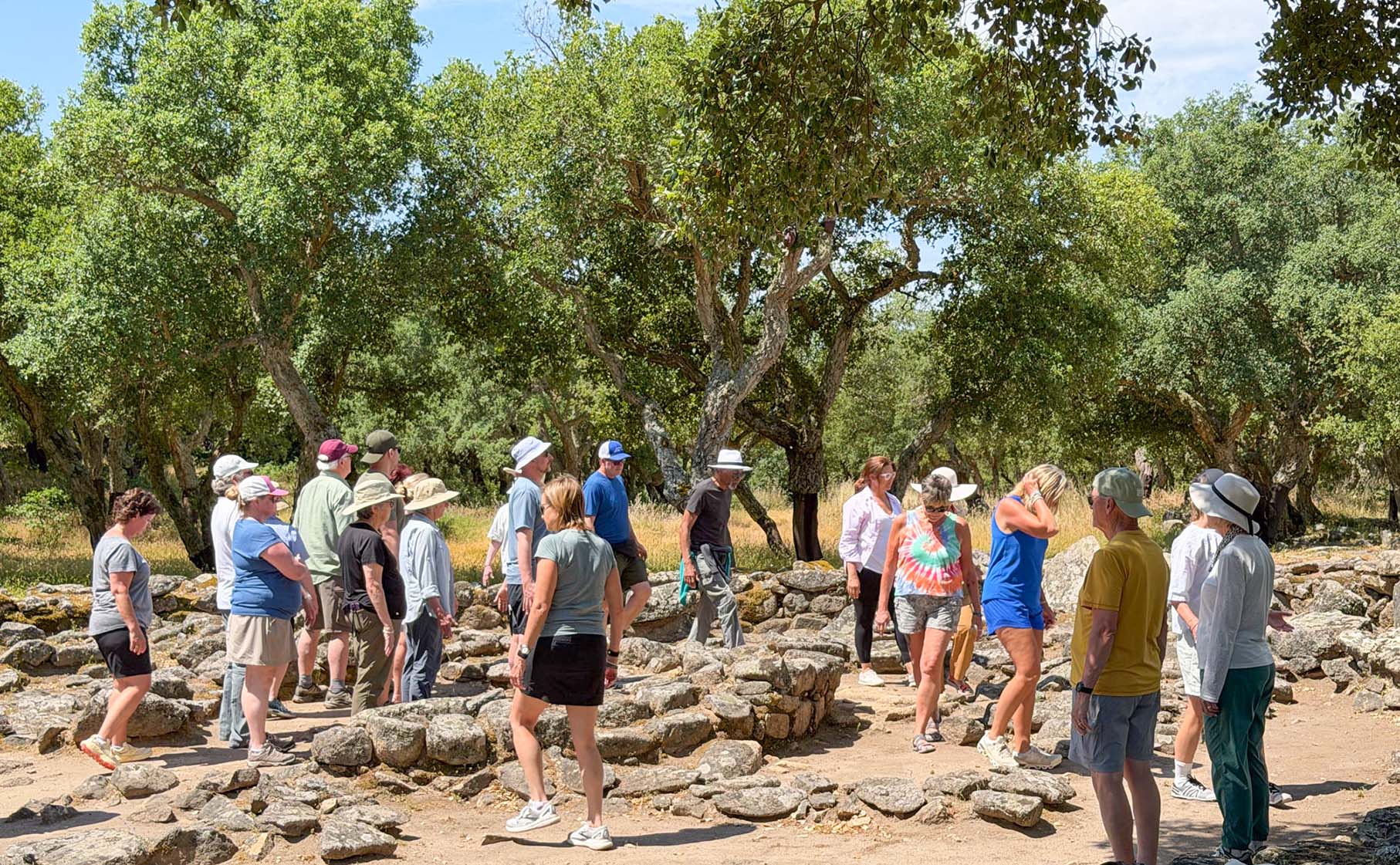 A small group among ancient stones in Sardinia